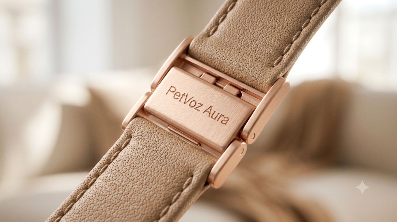 Fivela rose gold gravada PetVoz Aura