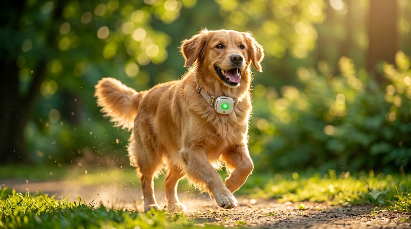 Cachorro no passeio com a PetVoz Aura